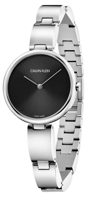 Calvin Klein Wavy Black Dial Silver Steel Strap Watch for Women - K9U23141 Buy Now By Calvin Klein