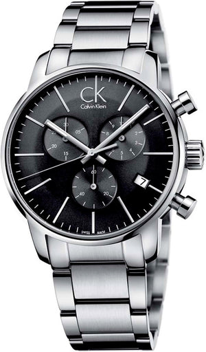 Calvin Klein City Chronograph Black Dial Silver Steel Strap Watch for Men - K2G27143 Buy Now By Calvin Klein