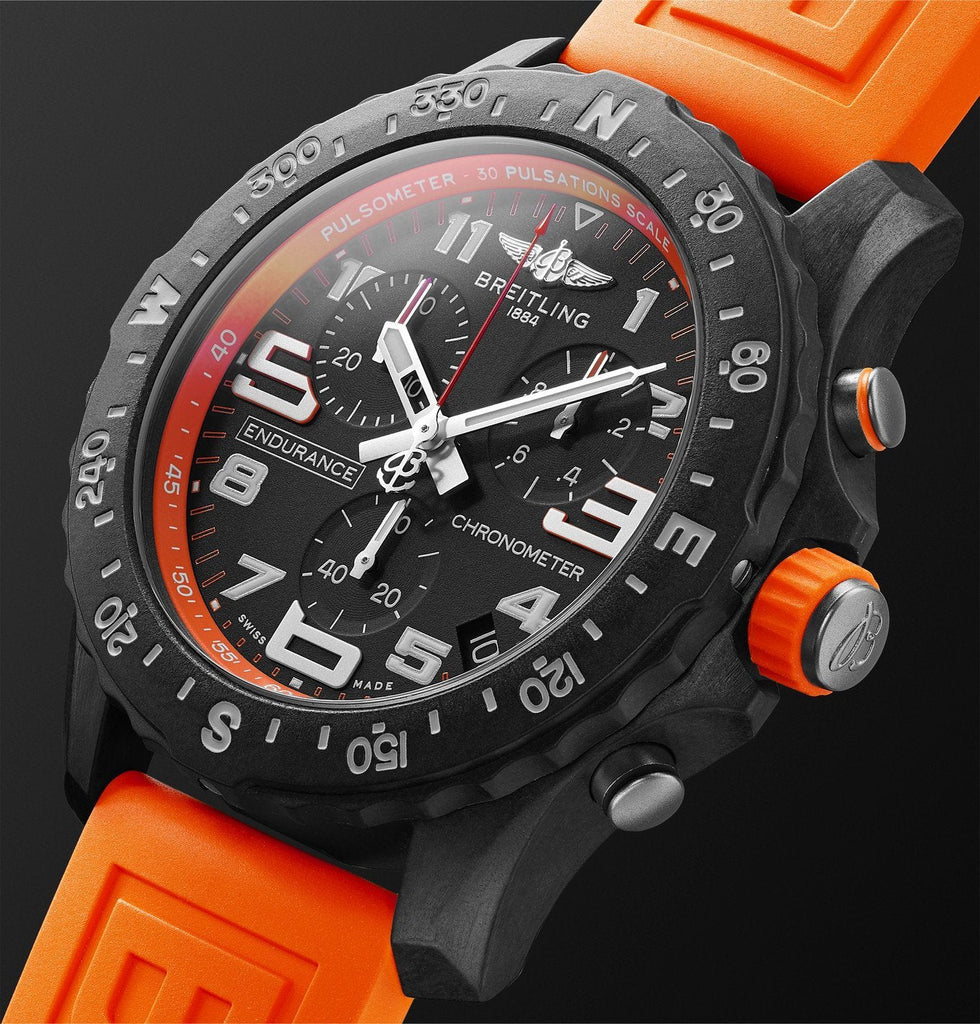 Breitling Endurance Pro Black Dial Orange Rubber Strap Watch for Men - X82310A51B1S1 Buy Now By Breitling