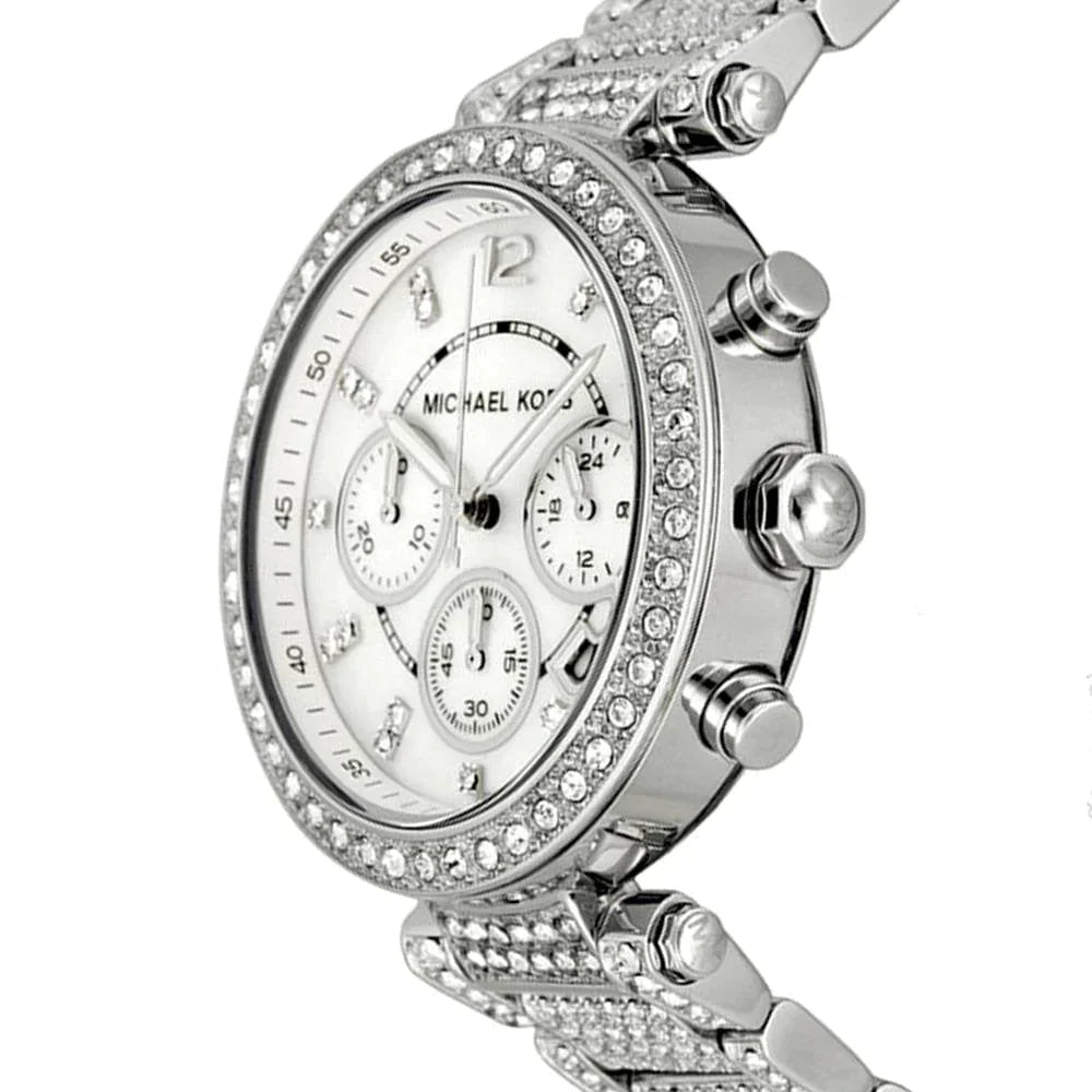 Michael Kors Parker Mother of Pearl Dial Diamonds Silver Steel Strap Watch for Women - MK5572 Buy Now By Michael Kors
