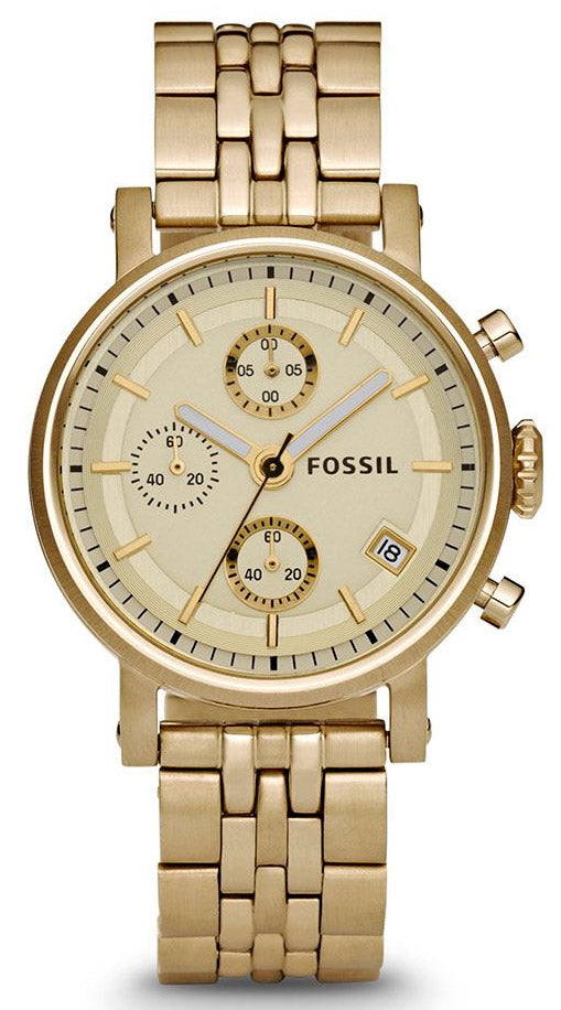 Fossil Boyfriend Chronograph Gold Dial Gold Steel Strap Watch for Women - ES2197 Buy Now By Fossil