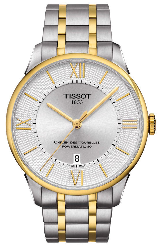 Tissot Chemin Des Tourelles Powermatic 80 Silver Dial Two Tone Steel Strap Watch For Men - T099.407.22.038.00 Buy Now By Tissot