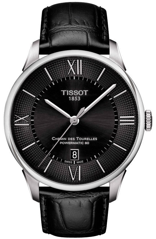 Tissot Chemin Des Tourelles Powermatic 80 Black Dial Black Leather Strap Watch For Men - T099.407.16.058.00 Buy Now By Tissot