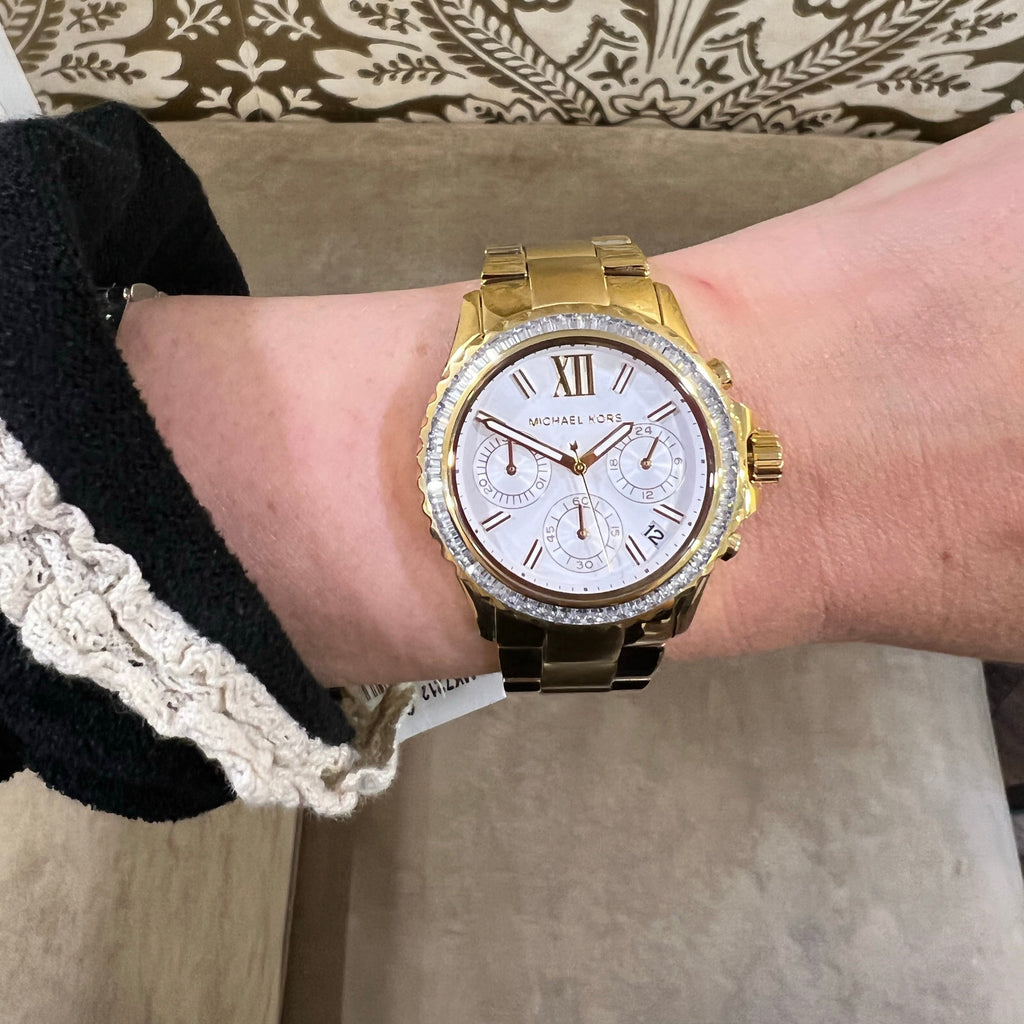 Michael Kors Everest Chronograph White Dial Gold Steel Strap Watch For Women - MK7212 Buy Now By Michael Kors