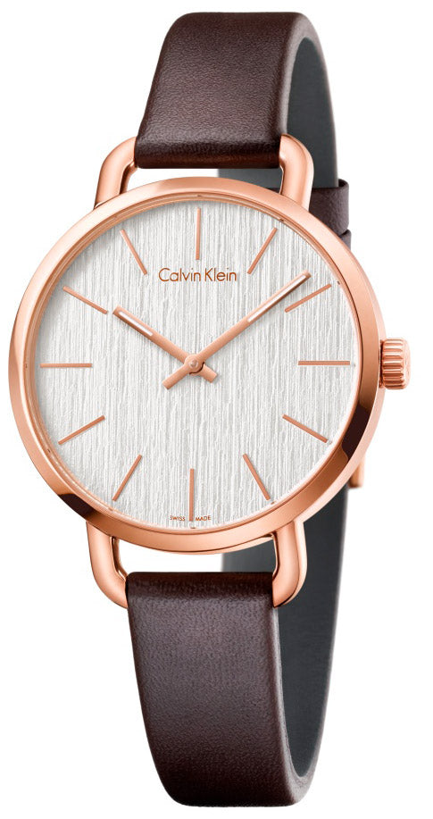 Calvin Klein Even White Dial Brown Leather Strap Watch for Women - K7B236G6 Buy Now By Calvin Klein