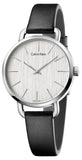 Calvin Klein Even Silver Black Leather Strap Watch for Women - K7B231C6 Buy Now By Calvin Klein