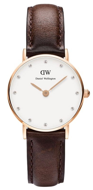 Daniel Wellington Classy Bristol White Dial Brown Leather Strap Watch For Women - DW00100062 Buy Now By Daniel Wellington