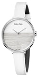 Calvin Klein Rise White Grey Dial White Leather Strap Watch for Women - K7A231L6 Buy Now By Calvin Klein