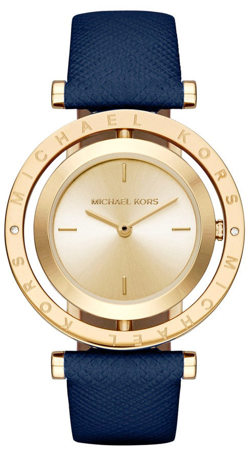 Michael Kors Averi Gold Dial Navy Blue Leather Strap Watch for Women - MK2526 Buy Now By Michael Kors