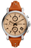 Fossil Original Boyfriend Sport Chronograph Beige Dial Brown Leather Strap Watch for Women - ES4046 Buy Now By Fossil