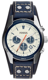 Fossil Coachman Chronograph White Dial Blue Leather Strap Watch for Men - CH3051 Buy Now By Fossil