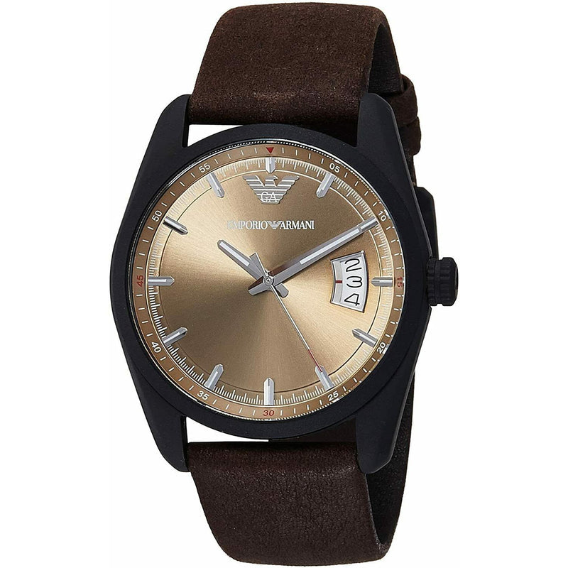 Emporio Armani Sportivo Chronograph Beige Dial Brown Leather Strap Watch For Men - AR6078 Buy Now By Emporio Armani