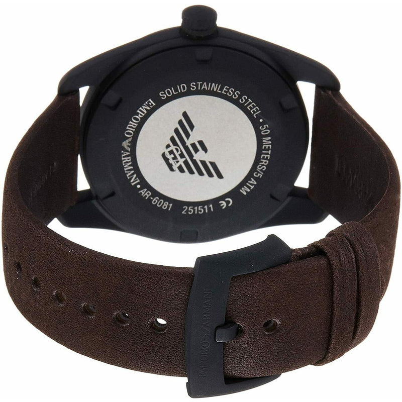 Emporio Armani Sportivo Chronograph Beige Dial Brown Leather Strap Watch For Men - AR6081 Buy Now By Emporio Armani