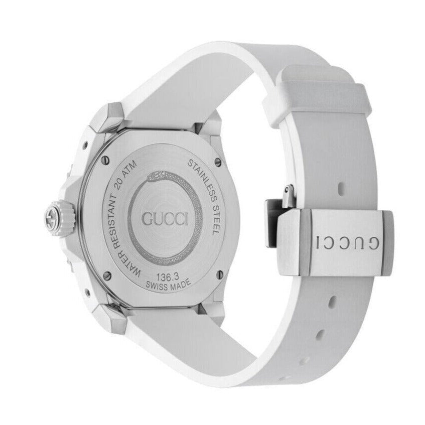Gucci Dive Tiger White Dial White Rubber Strap Watch For Men - YA136329 Buy Now By Gucci