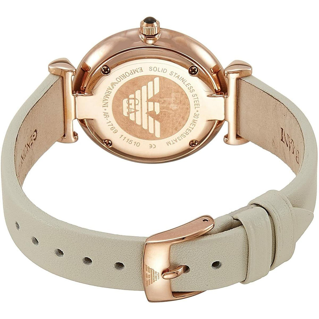 Emporio Armani Gianni T Bar Light Brown Dial White Leather Strap Watch For Women - AR1769 Buy Now By Emporio Armani
