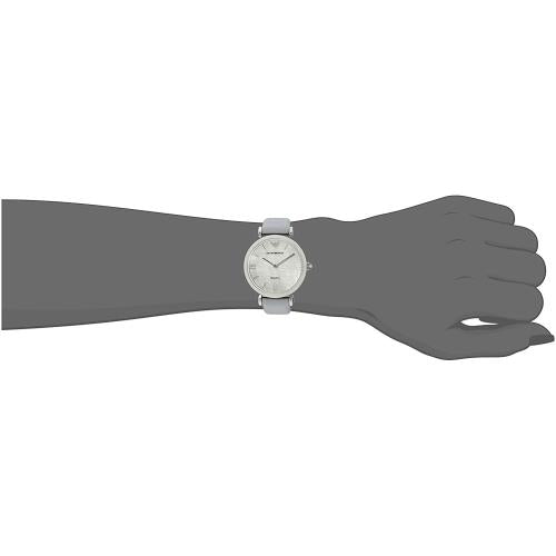 Emporio Armani Gianni T-Bar Mother Of Pearl White Dial Grey Leather Strap Watch For Women - AR11039 Buy Now By Emporio Armani