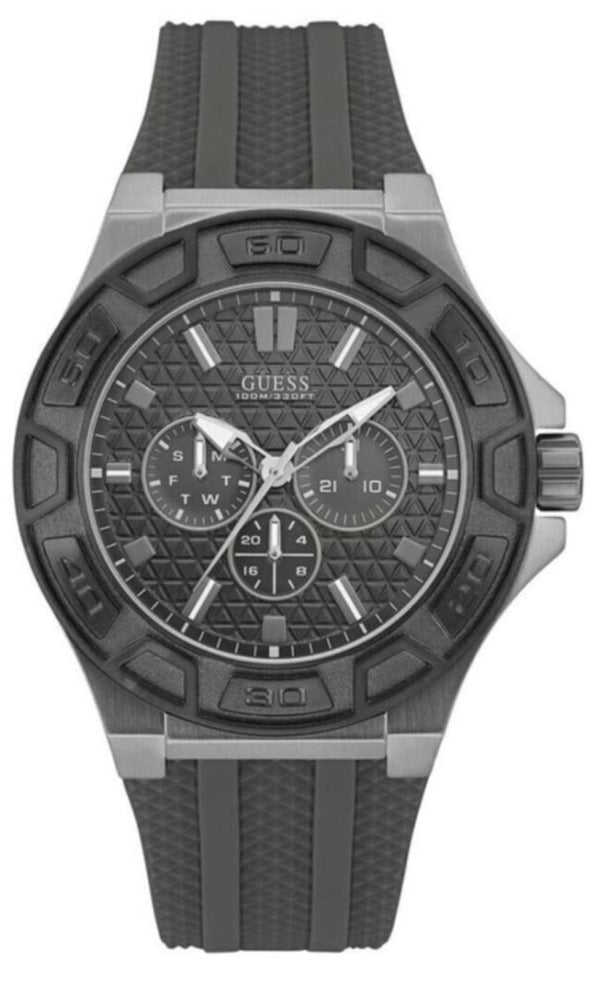 Guess Force Grey Dial Grey Rubber Strap Watch For Men - W0674G8 Buy Now By Guess