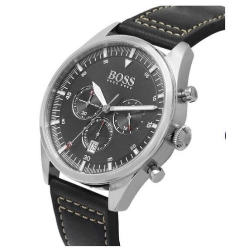 Hugo Boss Pioneer Chronograph Black Dial Black Leather Strap Watch For Men - 1513708 Buy Now By Hugo Boss