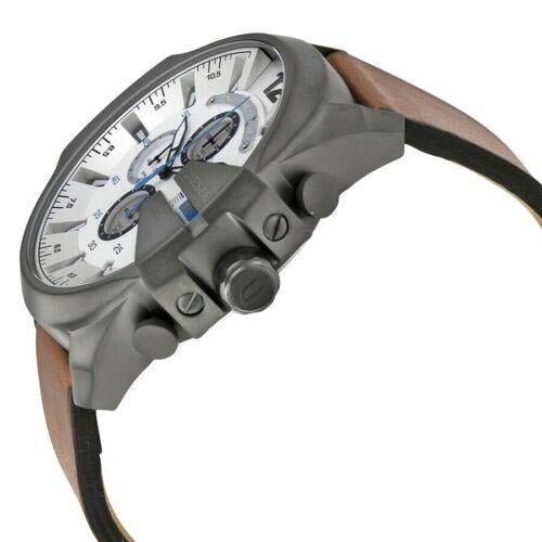 Diesel Mega Chief Chronograph White Dial Brown Leather Strap Watch For Men - DZ4280 Buy Now By Diesel