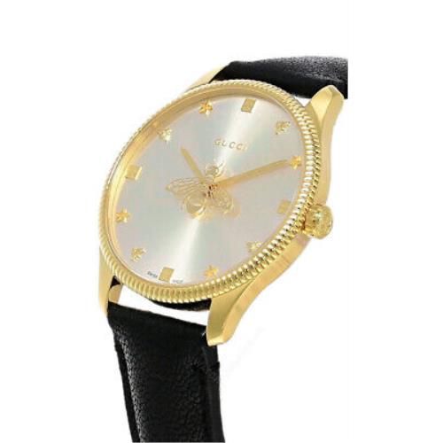 Gucci G Timeless Quartz Silver Dial Black Leather Strap Watch For Women - YA1264181 Buy Now By Gucci