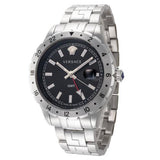 Versace Hellenyium GMT Black Dial Silver Steel Strap Watch for Men - V11020015 Buy Now By Versace