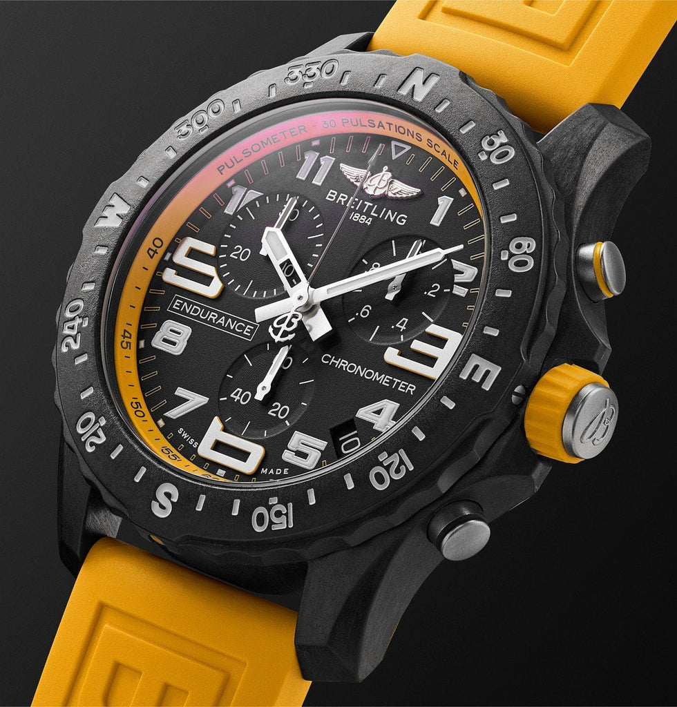 Breitling Endurance Pro Black Dial Yellow Rubber Strap Watch for Men - X82310A41B1S1 Buy Now By Breitling