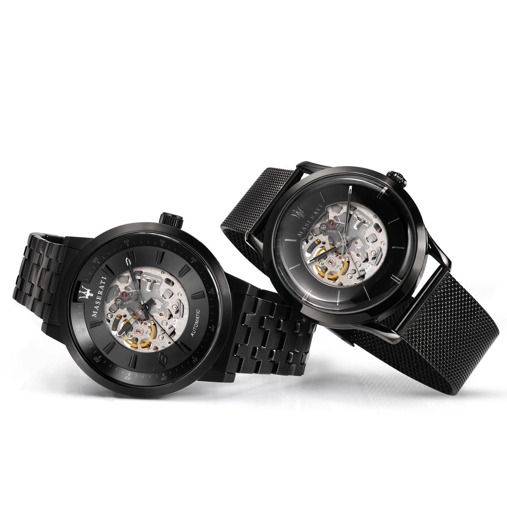 Maserati Granturismo Sport GT Skeleton Black Dial Black Steel Strap Watch For Men - R8823134003 Buy Now By Maserati