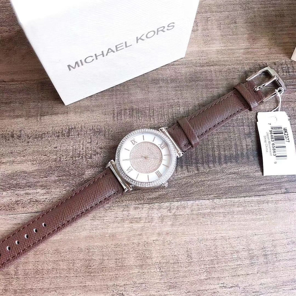 Michael Kors Caitlin Quartz Silver Dial Gray Leather Strap Watch For Women - MK2377 Buy Now By Michael Kors