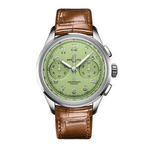 Breitling Premier B09 Chronograph 40 Green Dial Brown Leather Strap Watch for Men - AB0930D31L1P1 Buy Now By Breitling