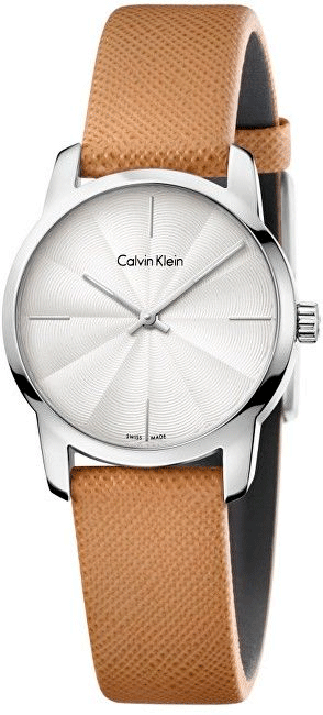 Calvin Klein City Silver Dial Orange Leather Strap Watch for Women - K2G231G6 Buy Now By Calvin Klein