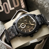 Fossil Machine Chronograph Black Dial Black Steel Strap Watch for Men - FS4682 Buy Now By Fossil