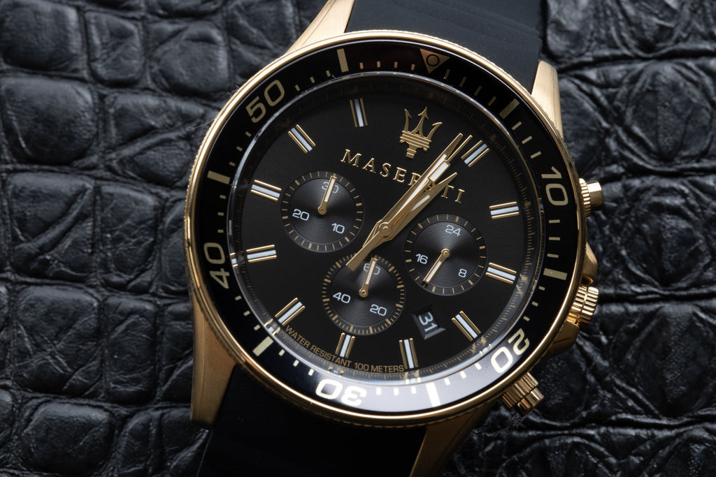 Maserati SFIDA Chronograph Black Dial Rubber Strap Watch For Men - R8871640001 Buy Now By Maserati