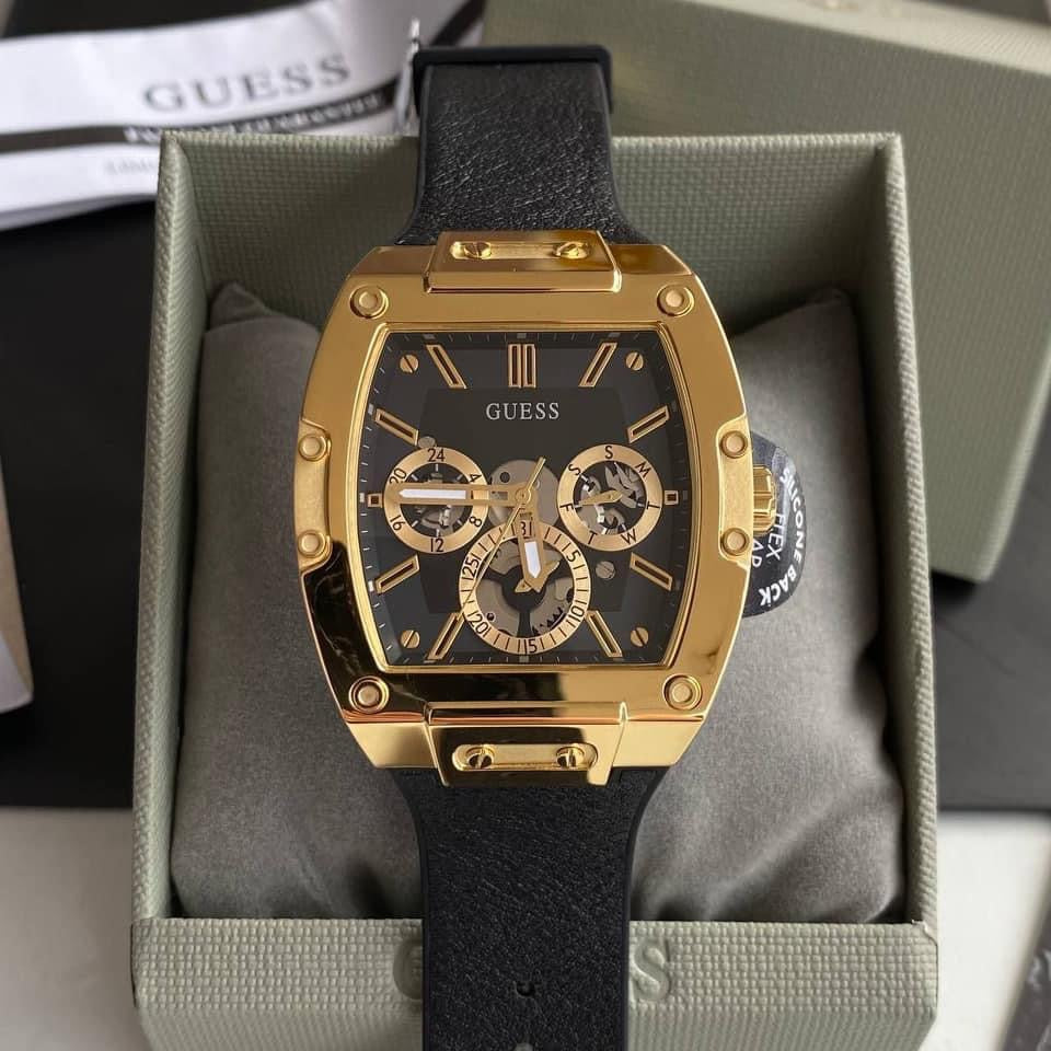 Guess Phoenix Multifunction Black Dial Black Leather Strap Watch for Men - GW0202G1 Buy Now By Guess