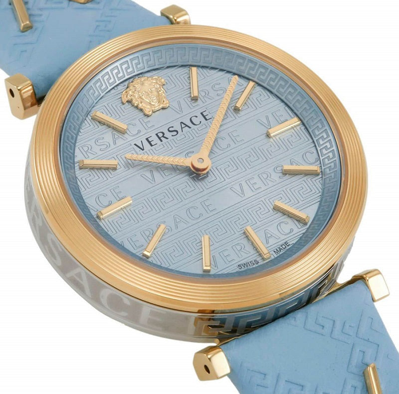 Versace V-Twist Blue Dial Blue Leather Strap Watch for Women - VELS00319 Buy Now By Versace