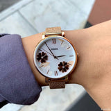 Fossil Jacqueline Three-Hand White Dial Rose Gold Mesh Bracelet Watch for Women - ES4534 Buy Now By Fossil