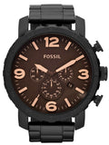Fossil Nate Chrongraph Ion Plated Black Dial Black Steel Strap Watch for Men - JR1356 Buy Now By Fossil