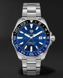 Tag Heuer Aquaracer GMT Calibre 6 Automatic Blue Dial Silver Steel Strap Watch for Men - WAY201T.BA0927 Buy Now By Tag Heuer