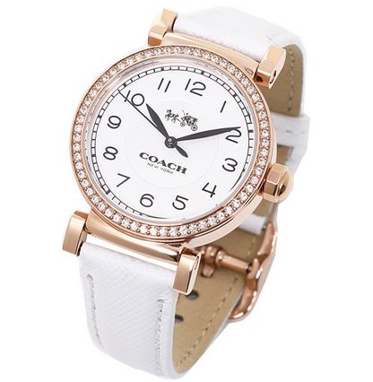 Coach Madison White Dial White Leather Strap Watch for Women - 14502401 Buy Now By Coach