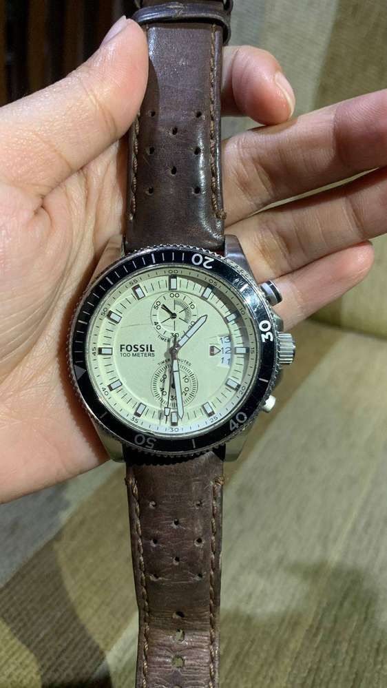 Fossil Wakefield Chronograph White Dial Brown Leather Strap Watch for Men - CH2943 Buy Now By Fossil