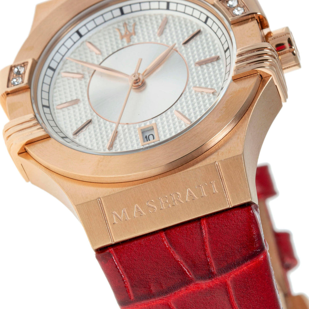 Maserati Potenza Silver Dial Red Leather Strap Watch For Women - R8851108501 Buy Now By Maserati