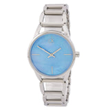 Calvin Klein Stately Blue Mother of Pearl Dial Silver Steel Strap Watch for Women - K3G2312N Buy Now By Calvin Klein