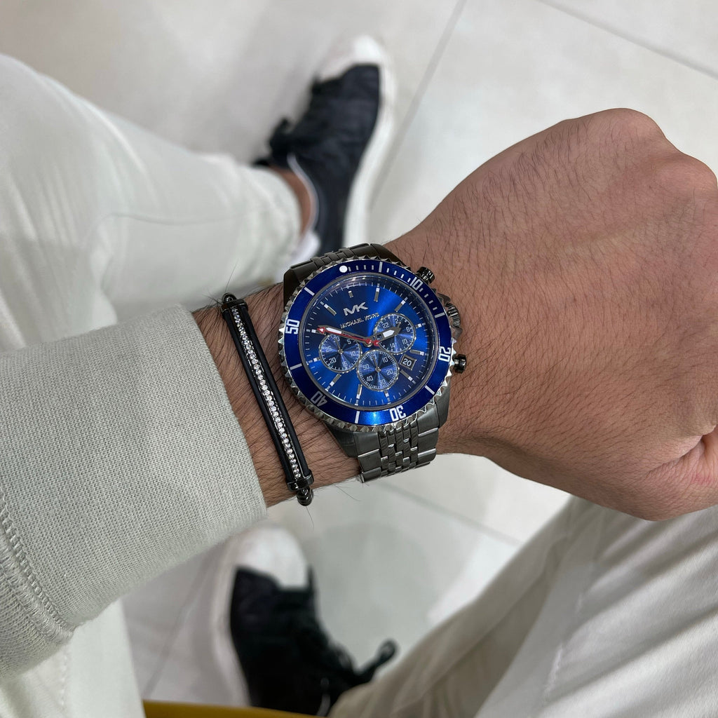 Michael Kors Bayville Chronograph Blue Dial Grey Steel Strap Watch For Men - MK8727 Buy Now By Michael Kors