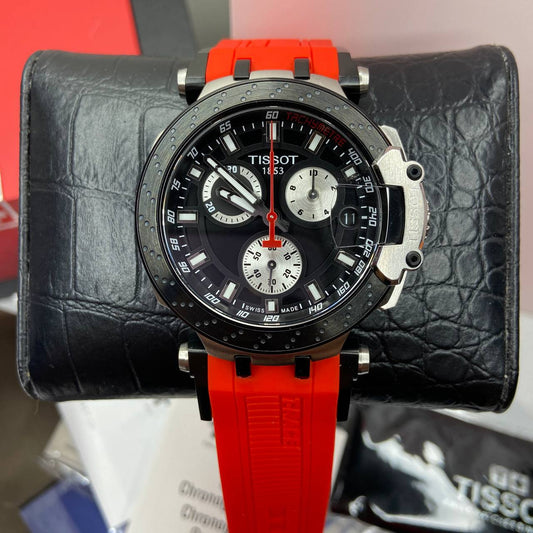 Tissot T Race Chronograph Black Dial Red Silicone Strap Watch For Men - T115.417.27.051.00 Buy Now By Tissot