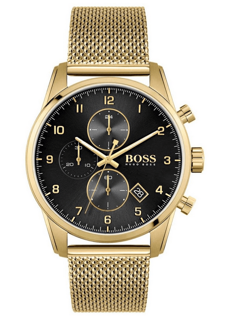 Hugo Boss Skymaster Black Dial Gold Mesh Bracelet Watch for Men - 1513838 Buy Now By Hugo Boss