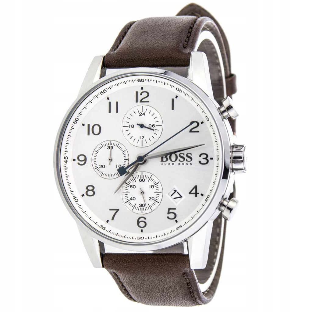 Hugo Boss Navigator White Dial Brown Leather Strap Watch for Men - 1513495 Buy Now By Hugo Boss