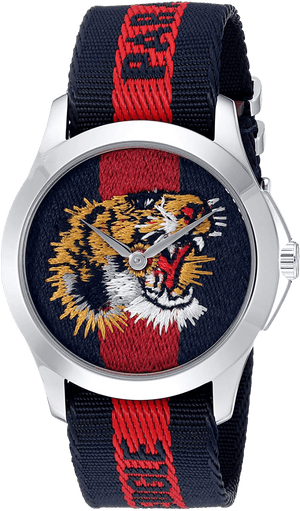 Gucci G Timless Le Marche Des Merveilles Blue & Red Dial Blue & Red Nylon Strap Unisex Watch - YA126495 Buy Now By Gucci