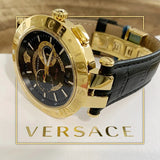 Versace V-Race Quartz Black Dial Black Leather Strap Watch For Men - VEBV00119 Buy Now By Versace