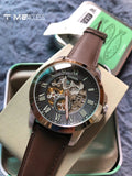 Fossil Grant Automatic Skeleton Black Dial Brown Leather Strap Watch for Men - ME3095 Buy Now By Fossil