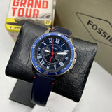 Fossil Grant Chronograph Blue Dial Blue Leather Strap Watch for Men - FS5373 Buy Now By Fossil