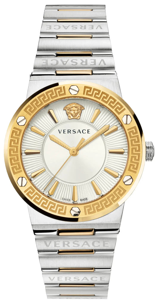 Versace Hellenyium Green Dial Two Tone Steel Strap Watch for Women - VEVH00620 Buy Now By Versace